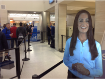 AVA - the airport virtual assistant helps with security screening at San Antoino Airport.